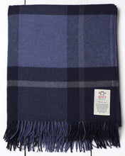 Load image into Gallery viewer, Navy Check Cashmere Throw Avoca
