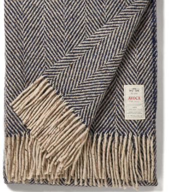 Navy Oatmeal Donegal Throw Avoca
