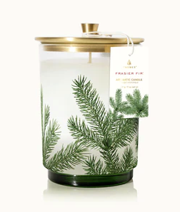Pine needle jar with gold lid Frasier Fir