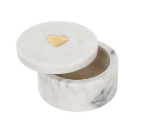 Marble Round Box with Heart